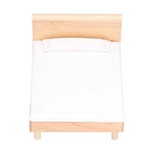 1:12 Dollhouse Bed Oak Miniature Furniture for Doll House Decor Accessories G...