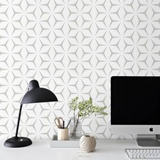 Heroad Wall Paper Peel and Stick Modern Light Grey 17.7 x 118, White