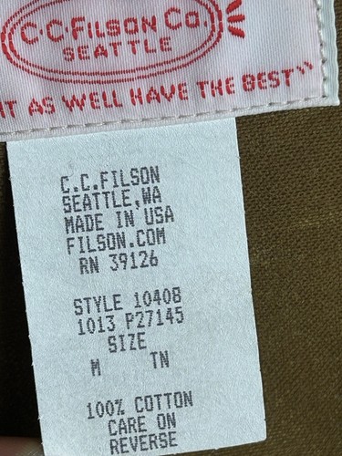 Vintage FILSON hellbraune gewachste Jagdkreuzerjacke aus Blech Mantel USA Größe Medium - Bild 7 von 14
