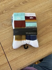 NEW Men's Quiksilver Crew Socks 5 Pair Show Size 6-12 Multi Color Pattern