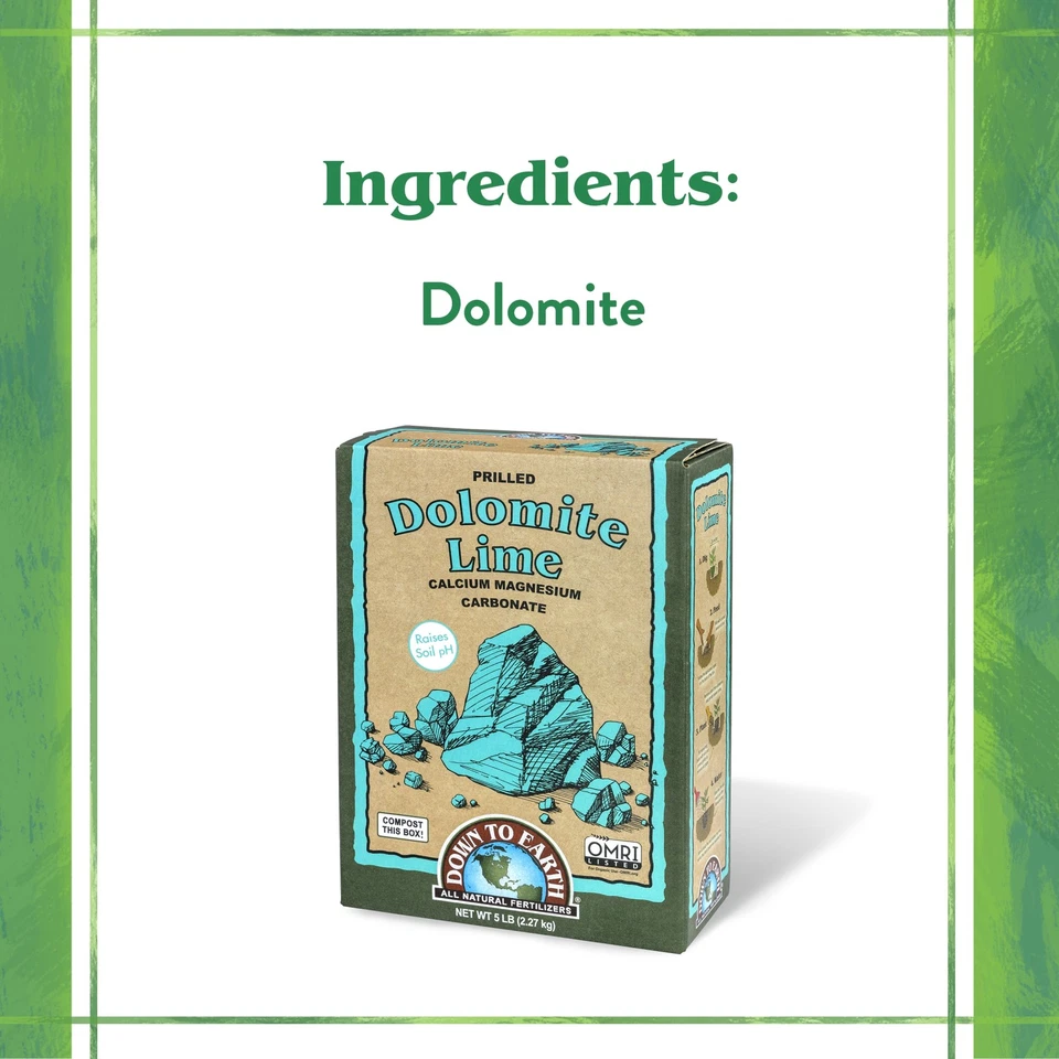 Enmienda y fertilizante de cal dolomita pillada orgánica Down to Earth, 5 libras Foto 3 de 4