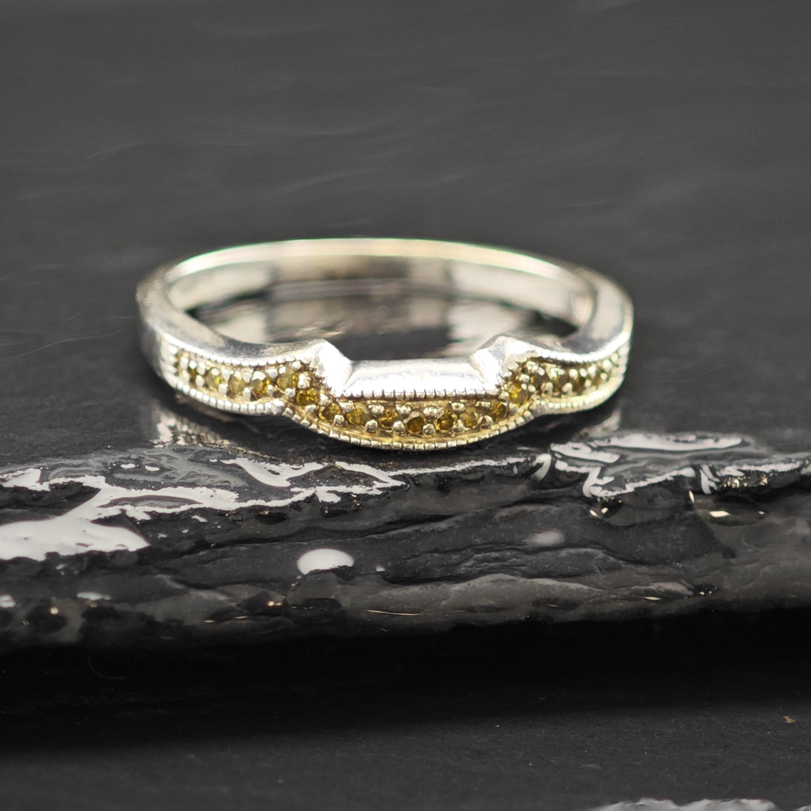 Stackable Yellow Diamond Ring Sterling Silver Siz… - image 6