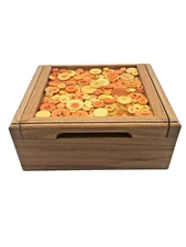 Wood keepsake trinket sewing notions box button design Farmhouse Country