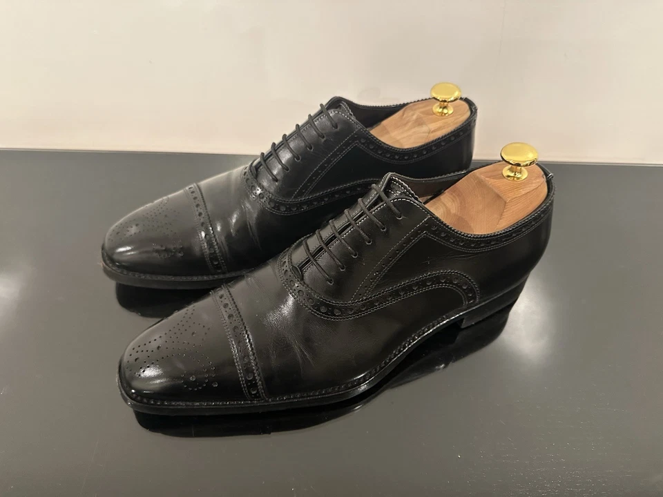 Santoni Men’s Fatte A Mano Black Dress Shoes UK 7 Fits Like US 9 - Image 3 of 4