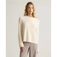 Quince Mongolian 100% Cashmere Ivory Fisherman Crewneck Sweater size M