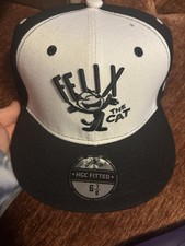 Headgear Classic Felix the Cat Embroidered Black White Fitted Baseball Cap 6 7/8