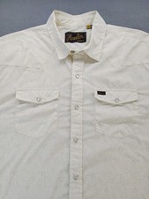 Howler Bros Shirt Mens Large Tan All Over Print Pearl Snap Western Birds