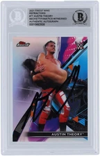 Austin Theory WWE Signed 2021 Topps Finest Refractors Black Ink #77 Beckett Card