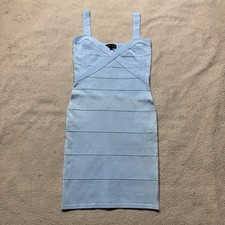 Tata Jolie Dress Womens Large Aqua Blue Sleeveless Cross Strap Accent Mini NEW