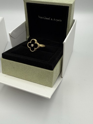 Van Cleef & Arpels Vintage Alhambra ring 18K yellow gold, Diamond, Onyx Size 50