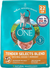 Purina ONE Natural Dry Cat Food, Tender Selects Blend With Real Chicken, 22 lbs