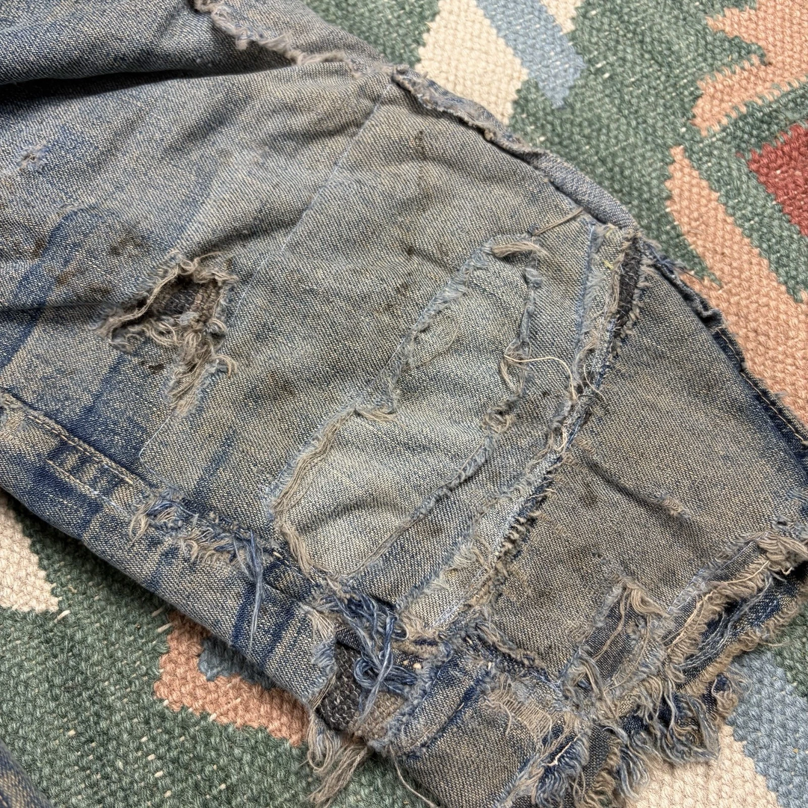 Vintage 1930s WW2 Faded Distressed Thrashed Lined Chore Jacket Workwear XL image 15