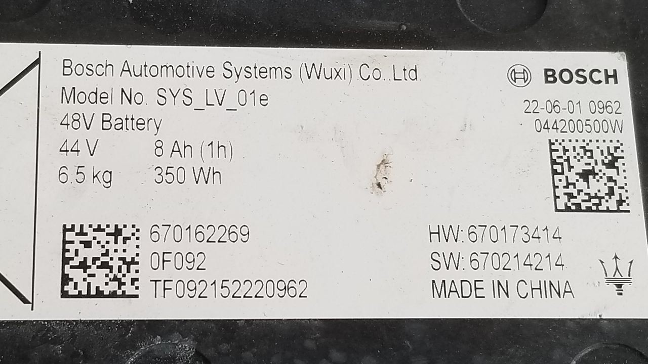23 2023 MASERATI GRECALE LITHIUM ION HYBRID BATTERY 670162269 