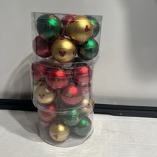Rare Disney Parks Mickey Mouse Glitter Round Christmas Ornaments 30 Glass Small