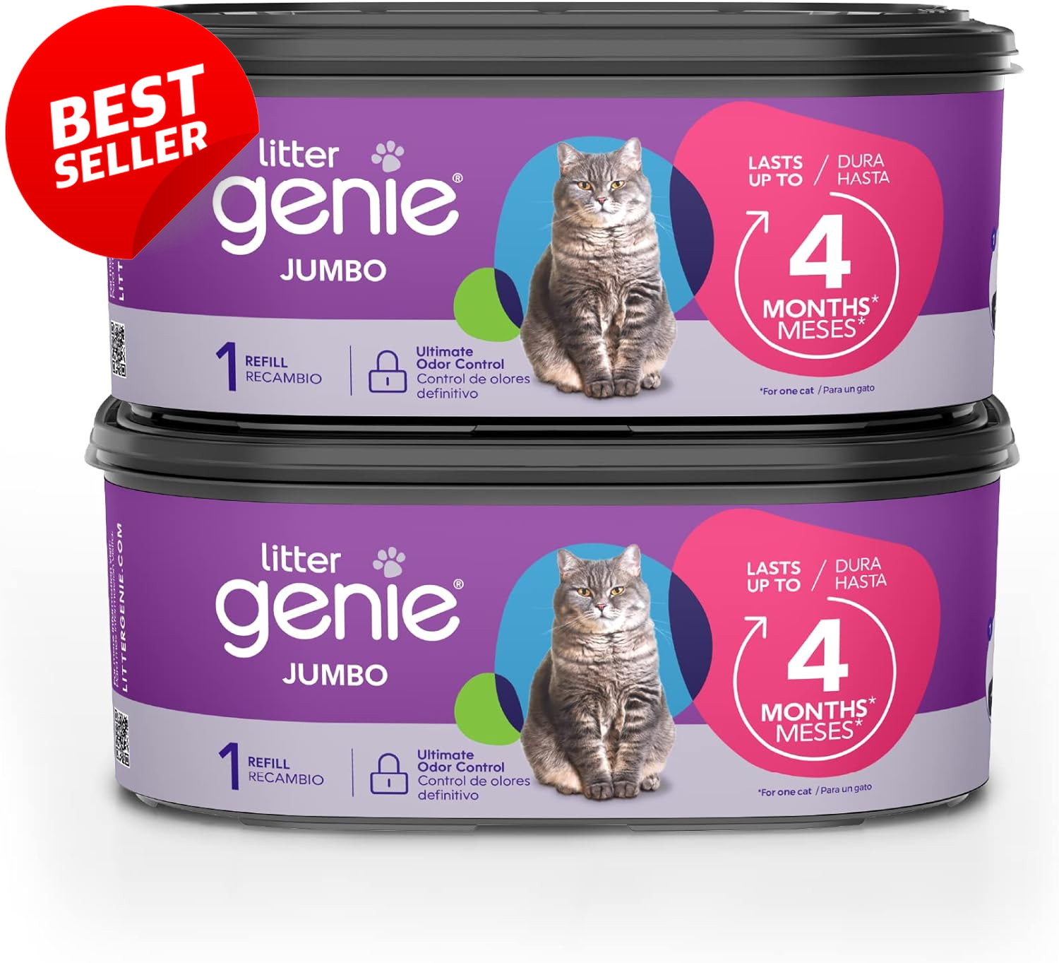 2 Pack Jumbo Cat Litter Refill Bags 56ft Fits 2 Cartridges O