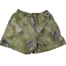 Tommy Bahama Mens Green Tropical Leaf Print Mesh Lined Swim Trunks L Beach