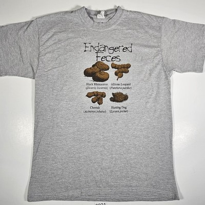 Endangered Feces Graphic T Shirt Medium Funny Wildlife Humor Turd Tee Y2k