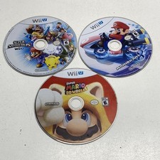 Super Smash Bros. Mario Kart 8 Super Mario 3D World 3 Wii U Game Lot