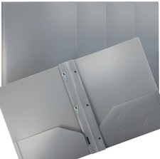 Gray Plastic 2 Pocket Folders with Prongs, 24 Pack, Heavyweight, Letter Size ...