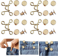4 Set Pant Waist Tightener, Adjustable Waist Buckle Set, Extra Button for Jeans