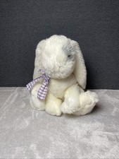 Vintage Target Russ Plush Bunny 14" Large White Rabbit Gray Spots Purple Bow HTF