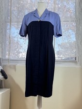 Vintage USA Acetate Blend Midi Dress Structured Short Sleeves Dress Classic