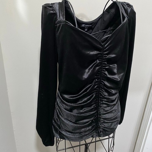 INC International Concepts schwarzes Velours VelveT Top Größe Large Langarm NEU - Bild 3 von 11