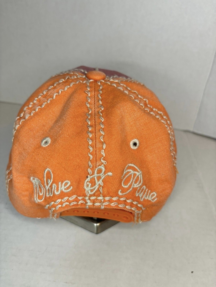 Olive & Pique Orange Pink Cap with Rhinestone Flower Decoration View 2