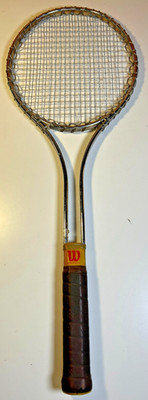 Vintage Wilson LEX Chrome Steel Squash Racquet 26.5'' Leather Grip Mid Century