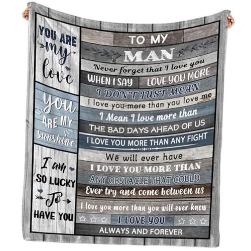 Gifts for Him Husband Boyfriend Throw Blanket, I Love You for Husband