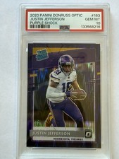2020 Panini Optic Rated Rookie Justin Jefferson #163 Purple Shock PSA 10 Card. rookie card picture