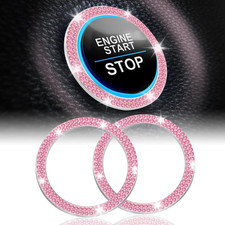 2 PCS Crystal Double Rhinestone Car Engine Start Stop Decoration Ring, Bling Car
