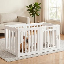Dog Playpen with Door, Portable Large Puppy Playpen for Indoor  Outdoor Use,...