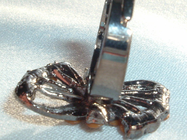 TAN BEAD ADJUSTABLE METAL COCKTAIL RING