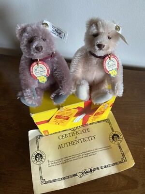 Lot 2 Dicky Maybe & Rose STEIFF TEDDY BEARS 7  Excellent Tagged COA & BOX LOOK!