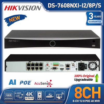 Hikvision AcuSense 4K NVR DS-7608NXI-I2/8P/S 8CH 8PoE 2SATA 4-ch Deep learning