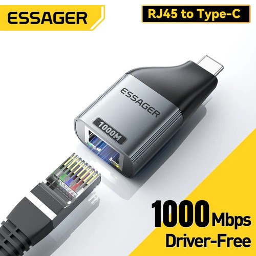USB Type C to Ethernet Adapter RJ45 100/1000Mbps to Type C Network Adapters New - Picture 2 of 10