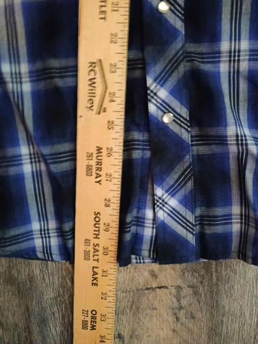 Wrangler Western Shirt Men's 2XL Purple Plaid Long Sleeve Pearl Snap Cowboy Vint - Picture 5 of 5