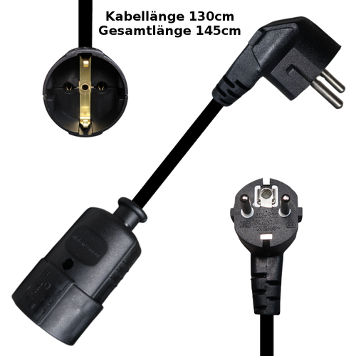 Stromkabel Verlängerung 20cm - 150cm Schuko Schutzkontakt Winkelstecker 1,5mm² - Picture 53 of 55