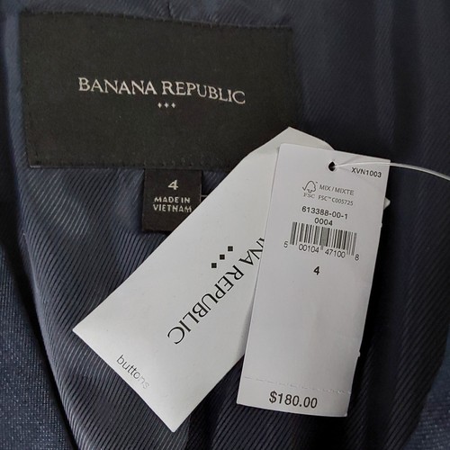 Giacca blazer Banana Republic donna scolaro blu denim causale nuova con etichetta taglia 4 - Foto 4 di 10