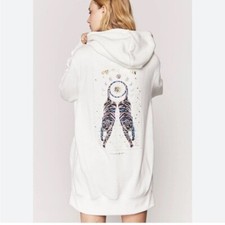 Spiritual Gangster Dreamers Oversized Pullover Hoodie White Graphic Print XS