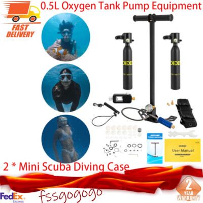 #ad 0.5L Oxygen Tank Pump Equipment Underwater Breath 2 * Mini Scuba Diving Case $220.88