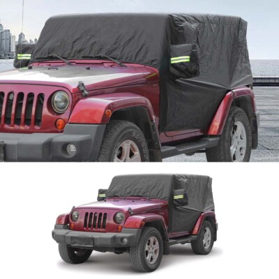 For Jeep Wrangler JK 2007-23 Car Cover Sunshade UV Protection Water Proof Black