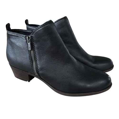 Lucky Brand Women's Size 11M Black Basel Leather Bootie LK-Basel Side Zip