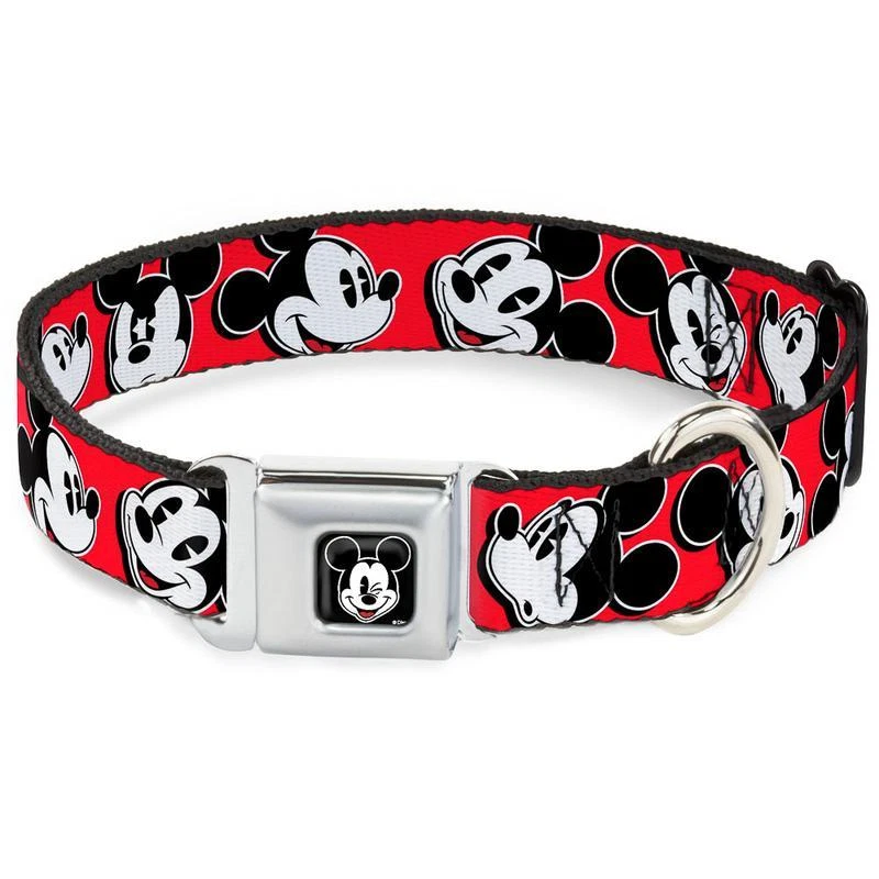 Buckle Down Seatbelt Dog Collar or Leash Mickey Mouse Red Disney - Made in USA - Image 3 of 4