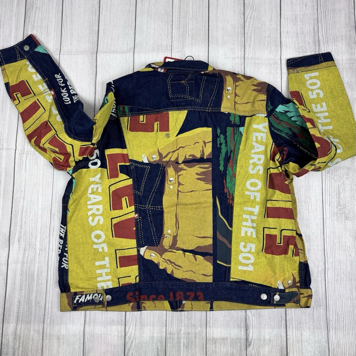 Levi's 501 150th Anniversary Banner Print Trucker Jacket Levi's 501 150th Anniversary Banner Print Trucker Jacket