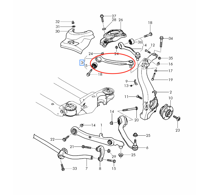 Left Front Upper Control Arm fits Bentley Continental & Flying Spur 3W0407505