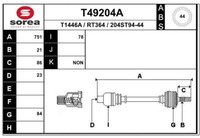EAI Antriebswelle Vorne Rechts FüR Renault Megane I BA0/1_ KA0/1_ JA0/1_ T49204A