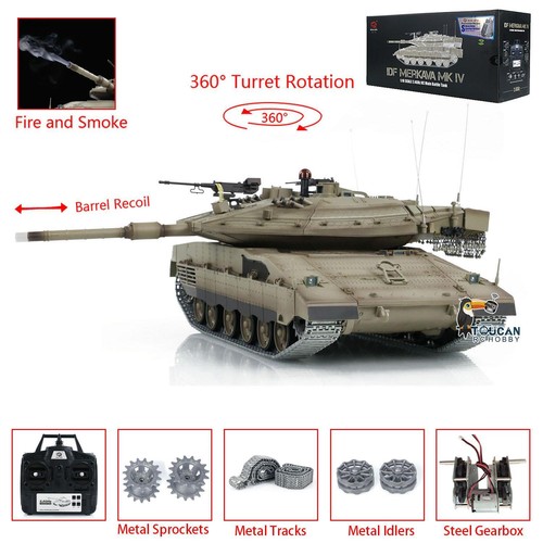 HengLong RC Infrared Tank 1/16 IDF Merkava MK IV BB Smoking 360°Turret Rotary - Picture 6 of 24