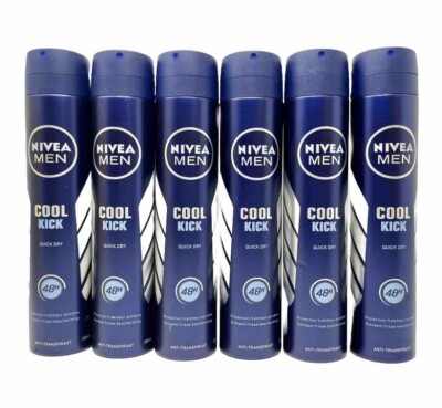NIVEA Men Cool Kick  Spray Quick Dry  48h 250ml  ( 6 Bottles) FREE SHIPPING 
